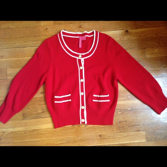 Charlotte Sweaters - Red/orange cropped cardigan