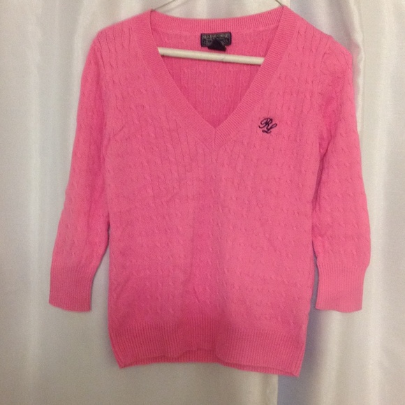 Pink Ralph Lauren V Neck Sweater