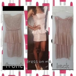 Pink foil peplum dress