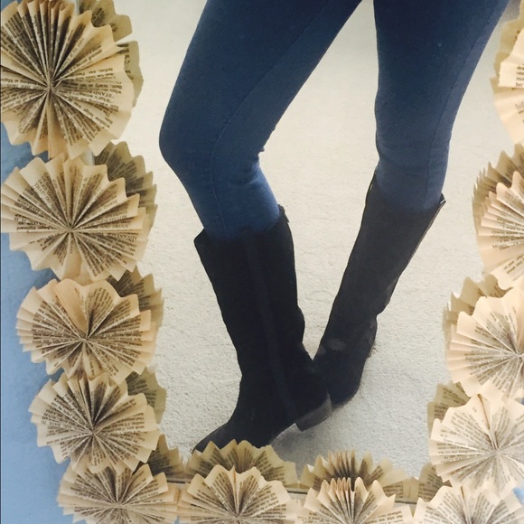 Black suede riding boots