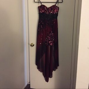 Maroon & Black hi-low dress