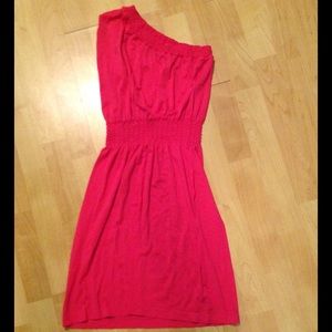 Hot pink one shoulder dress