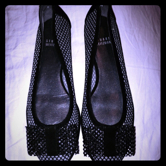 Nwt! Stuart Weitzman" Meshbow Black Ballet Flats! - Picture 1 of 4