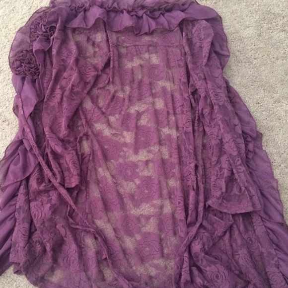 Purple Flower Laced Ruffle jacket - Picture 4 of 4