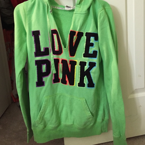 Green love pink hoodie