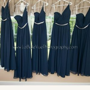 Navy blue one strap shoulder dress