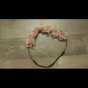Peach rose flowers headband