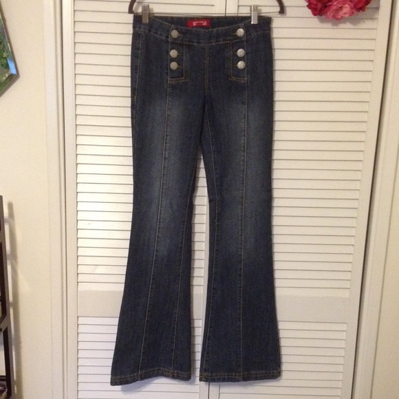 High Waisted Jean Bell Bottoms w/ Buttons