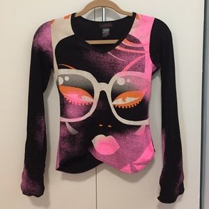 Cute face long sleeve custo barcelona top