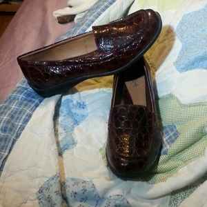 Faux snake skin loafers