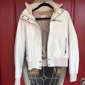 Urban outfitters white leather jacket