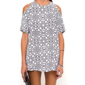 Motel Rocks Savannah Geo Maze Cold Shoulder Dress