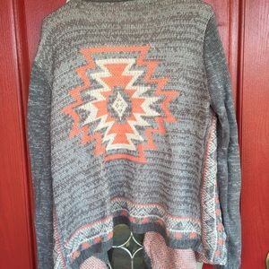 Grey with peach cardigan