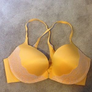 Yellow lace racerback Victorias Secret bra 36D
