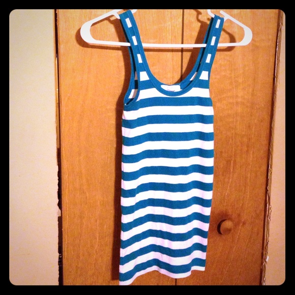 Blue and white striped tank top