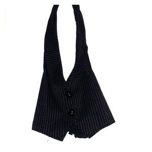 NWT Black Pin stripped halter vest
