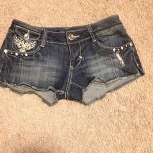 Bling denim shorts