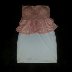 New Light peach polka dot bodycon Dress
