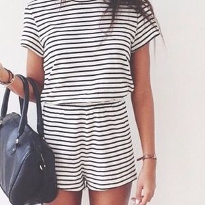 Urban Outfitters Black & White Striped Romper