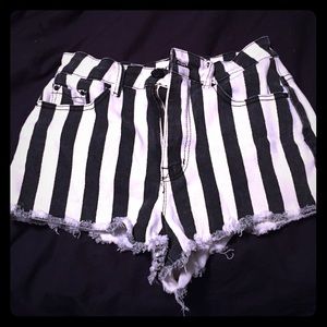 Striped high waisted shorts