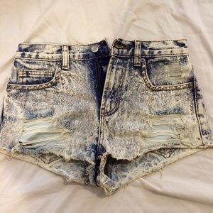 acid wash high waisted shorts