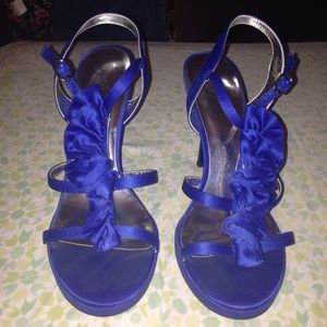 Royal blue open toe heels