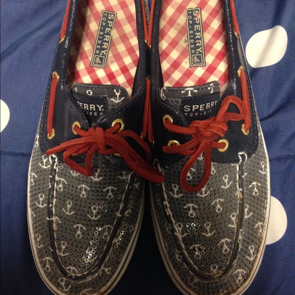 Navy Sperry slip-on boat shoe