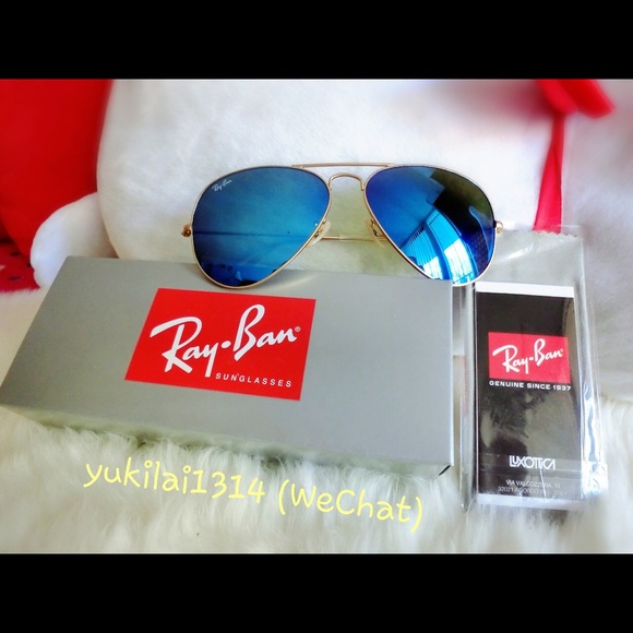 Authentic Rayban blue aviator mirror sunglasses