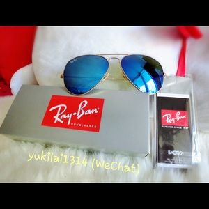 Authentic Rayban blue aviator mirror sunglasses
