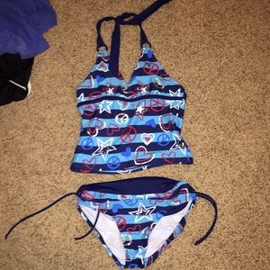 Justice red white and blue tankini