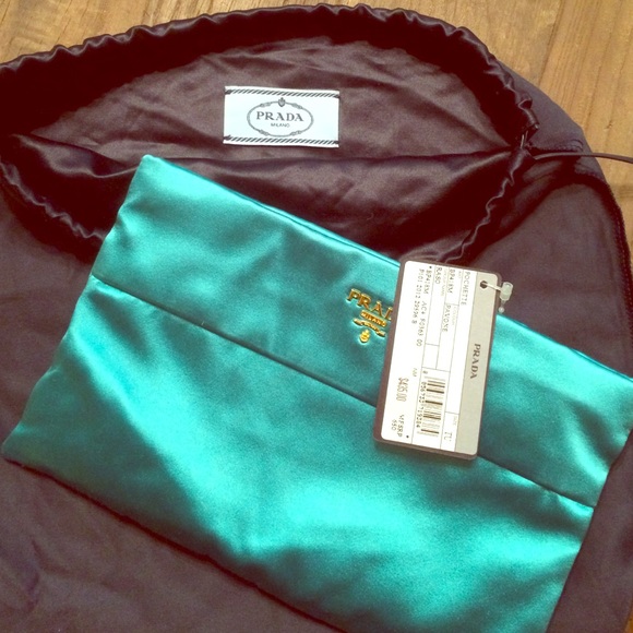 Teal Prada Silk Clutch