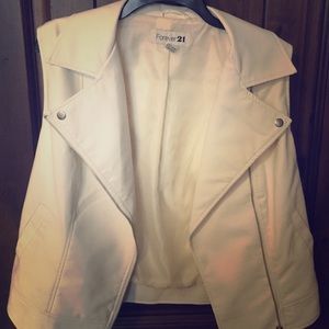 White pleather zipper vest