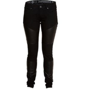 Hurley 81' skinny leather & black denim jeans NEW