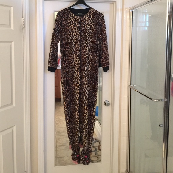 Cheetah print footie pjs