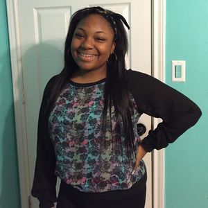 Floral sheer long sleeve top