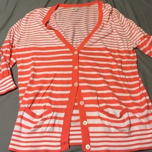 Peach and white striped cardigan