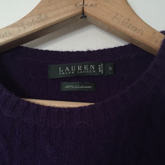 Ralph Lauren Purple Cashmere Cable Knit Sweater