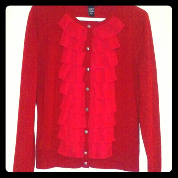 NY&Co Red Sweater with Ruffles