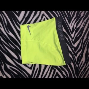Neon Yellow nike pros(: