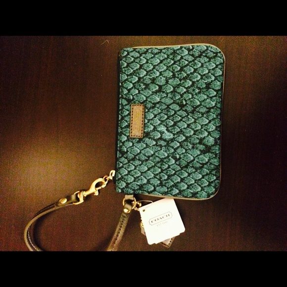 Coach blue snakeskin wristlet