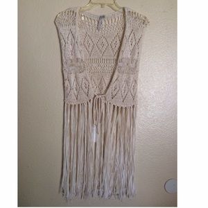 Crochet fringe vest