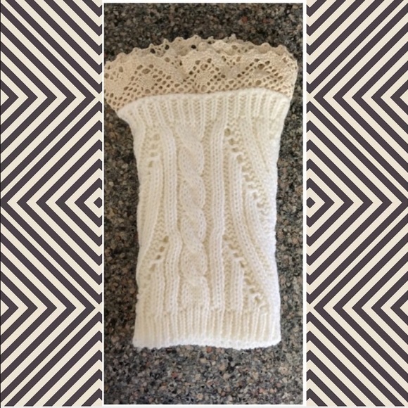 White boot cuffs with lace