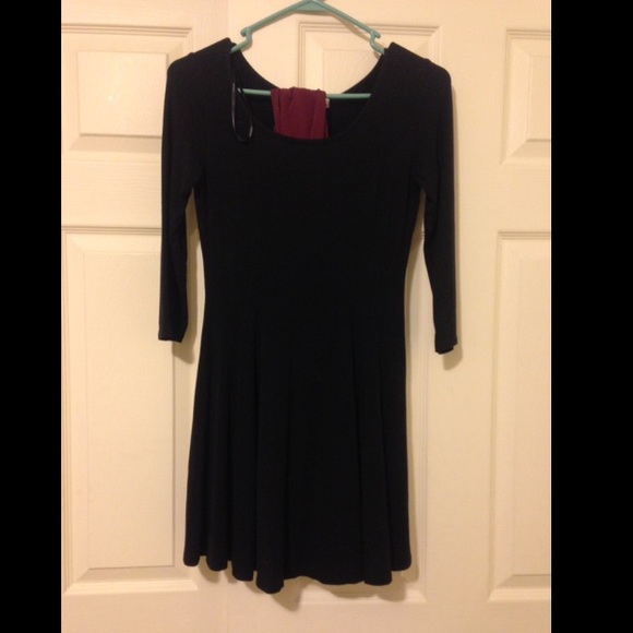 Black dress & red tights