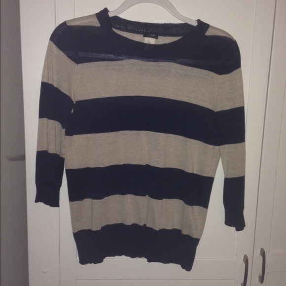 J Crew Striped Linen Sweater Top XS