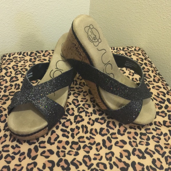 Black sparkly sandals