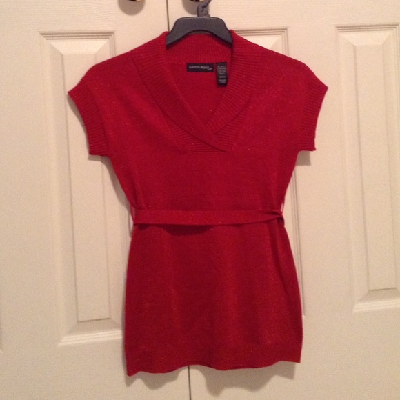 Sparkly red shirt with a belt