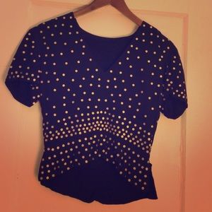 Vintage black and gold studded top