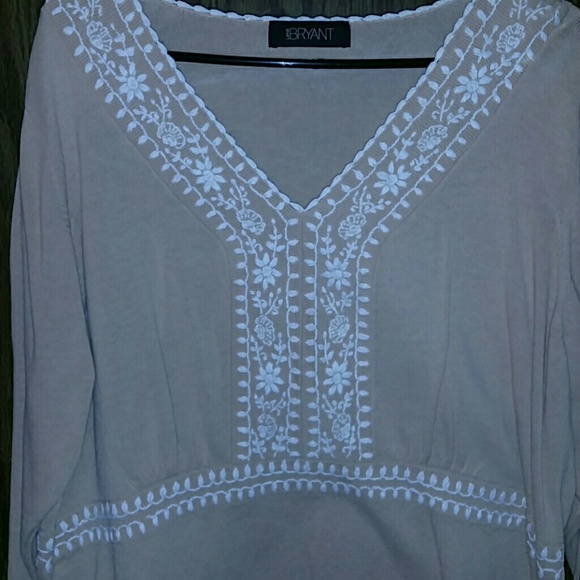Knit Plus Embroidery Tan Sweater