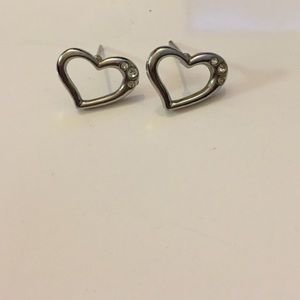BOUGHT IN JAPAN Silver and Crystal Heart Earrings