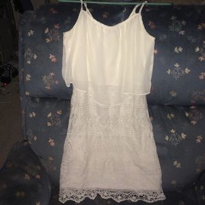 spaghetti strapped white lace tight dress